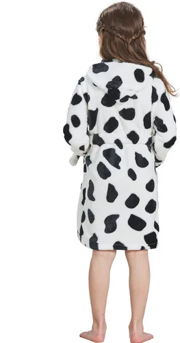 Vista 5 de ECHERY Pijama con capucha para niños y niñas, suave forro polar, unisex, bata de baño