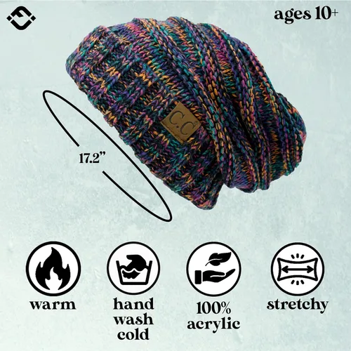 Vista 28 de Funky Junque Gorro de moda de punto trenzado de talla extragrande, grueso, abrigado, suave y holgado