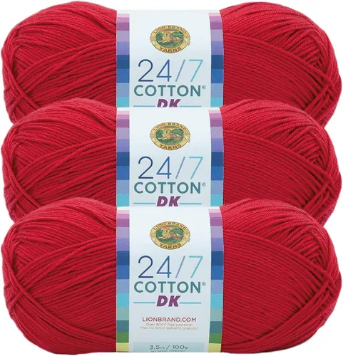 Vista 21 de Lion Brand Yarn Estampados DK de algodón 24/7, hilo para tejer, ganchillo y manualidades, azul, paquete de 1
