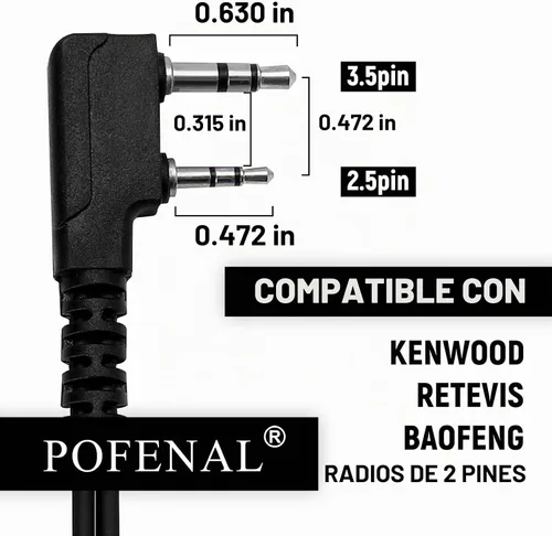 Vista 4 de Walkie Talkie Auricular con micrófono, diseño en forma de G de ajuste seguro para Retevis RT22/RT68/RT21/H-777/RT86, compatible con Baofeng