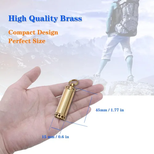 Vista 6 de Pastillero para llavero, mini pastillero portátil de latón impermeable para bolsillo de bolso, pequeño estuche para pastillas para viajes al aire