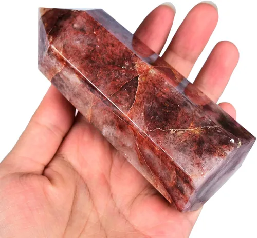 Vista 36 de AMOYSTONE Obelisco de Piedra de Sangre Africana Varita de Cristal Curativo Grande Torre Columna Facetada de 6 Lados Reiki Chakra Meditación Terapia