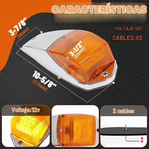 Vista 2 de ECOTRIC 5 luces LED ámbar para correr de 31 luces LED para camiones Peterbilt/Kenworth/Freightliner/Volvo/Western Star/Mack/International/Paccar