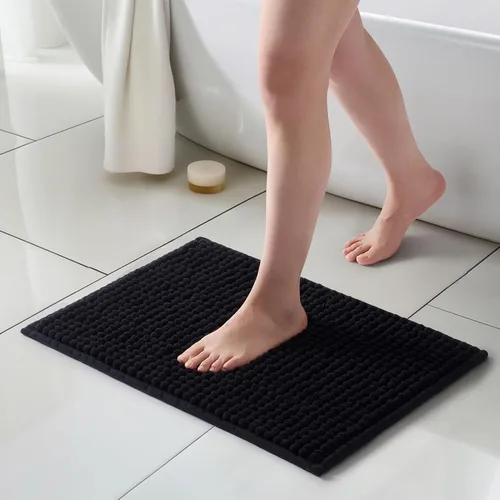 Vista 34 de FRESHMINT Alfombra de baño de felpilla gruesa y grumosa, 17"x24", alfombrilla de baño antideslizante, accesorio decorativo suave, linda alfombrilla