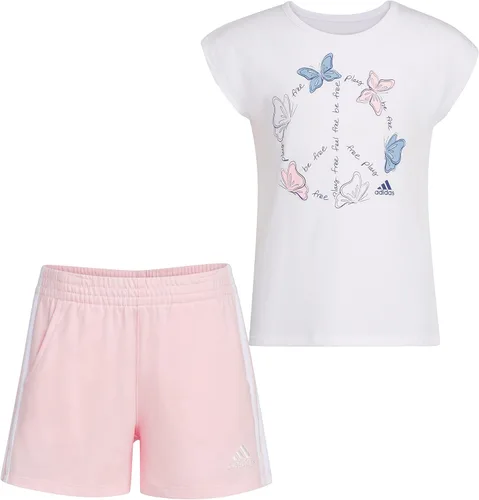 Vista 2 de adidas Conjunto corto de rizo francés de algodón de 2 piezas para niñas