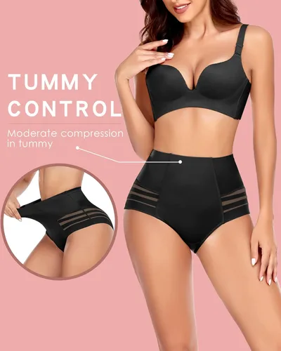 Vista 3 de WOWENY Ropa interior para mujer, ropa interior con control de abdomen para mujer, de cintura alta, moldeadora, de malla, sin costuras, levantador