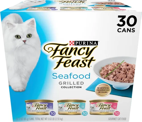 Vista 11 de Purina Fancy Feast - Alimento húmedo a la parrilla para gatos, colección de mariscos en paquete variado de alimentos húmedos para gatos