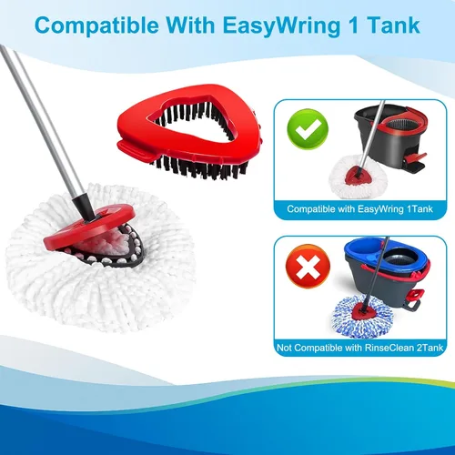 Vista 3 de Cabezal de trapeador giratorio y cepillo de repuesto para O Cedar EasyWring 1 tanque, color blanco 4 Microfiber Mop Refills, 1 Scrub Brush, 1
