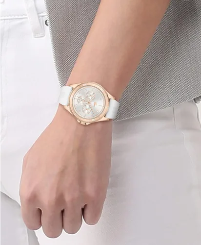 Vista 6 de Lacoste Swing Multi - Reloj de cuarzo para mujer de acero inoxidable aluminio y silicona color blanco Modelo 2001244 Blanco