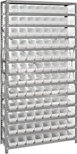 Vista 197 de Quantum QSBU-245BK Heavy Duty Shelving Unit with (7) Shelves and (24) QUS245 Black Bins for Garage Warehouse Storage Distribution 400 lb Load