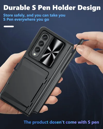 Vista 3 de Viaotaily Funda para Galaxy Z Fold 3 con Soporte para Bolígrafo, Funda Fold 3 con Protección de Bisagra y Protector de Pantalla, Funda con Soporte
