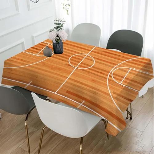 Vista 7 de Mantel rectangular decorativo para cancha de baloncesto, parquet para interiores de cancha de poliéster, para cocina, comedor, barbacoa, picnic