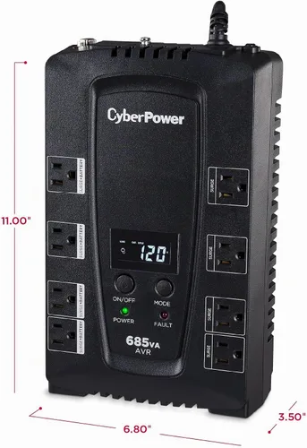 Vista 5 de Sistema de alimentación ininterrumpida de CyberPower LCD inteligente y compacto Negro