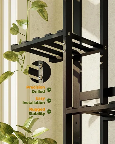 Vista 5 de Bamworld Soporte de bambú para plantas de interior con 6 niveles, estante de plantas de exterior, soporte de esquina para múltiples plantas, soporte