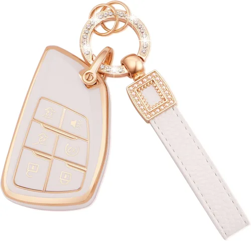 Vista 33 de Funda para llavero de TPU, protector de llavero con llavero brillante, Blanco, Blanco, Moderno