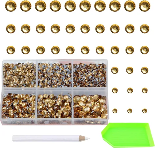 Vista 16 de AD Beads 4500 diamantes de imitación termoadhesivos con parte trasera plana, 6 tamaños (0.079-0.236 in), gemas de cristal redondas con pinzas