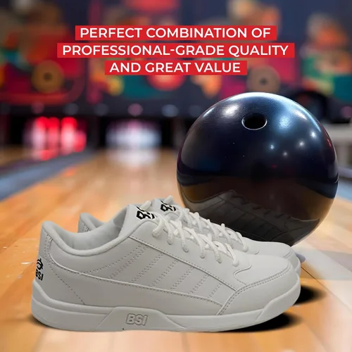 Vista 6 de BSI Youth Boys Sport Bowling Shoe - Lightweight Leather Shoes with Cushioned Support, WhiteBlack, Kids