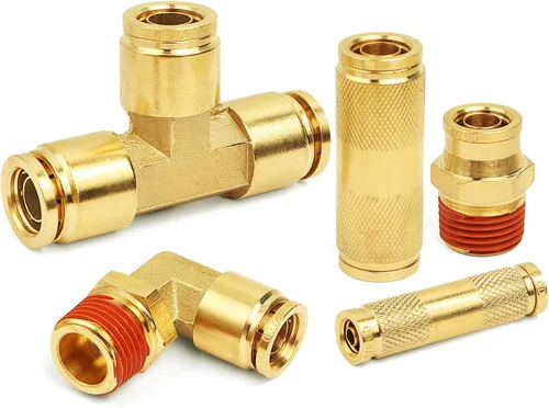 Vista 6 de Kit de surtido de 36 piezas de accesorios de línea de freno de aire DOT de latón 1/4" 3/8" 1/2", accesorios de conexión de empuje para reparación