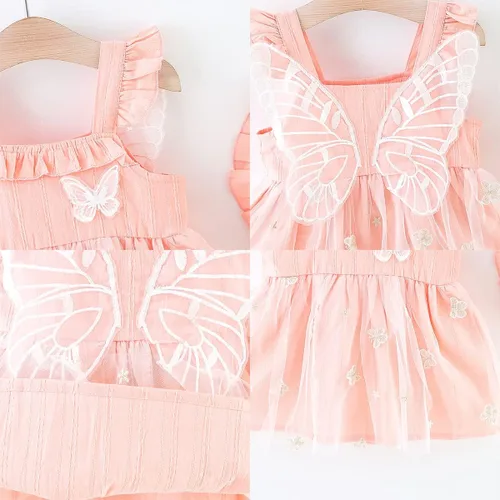 Vista 29 de Vestido tutú de verano para niñas pequeñas, sin espalda, vestido de princesa para fiesta de cumpleaños, vestido de verano con lazo floral