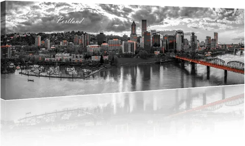 Vista 22 de 3 paneles de Atlanta Skyline vista de la ciudad en blanco y negro, imágenes panorámicas de edificio de ciudad, decoración de pared para sala
