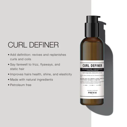 Vista 2 de PREVIA Fluido definidor de rizos, acondicionador hidratante natural para cabello rizado, hidrata, fortalece y mejora los rizos, acondicionador