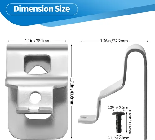Vista 2 de 4 piezas de clips de cinturón para Dewalt, clip de repuesto premium de acero inoxidable 304, con tornillos, para Dewalt DCD7771 Compatible