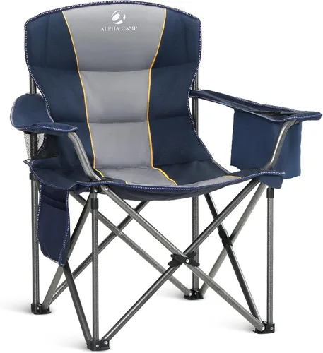 Vista 17 de ALPHA CAMP Silla de Camping Plegable de Gran Tamaño, Soporte Resistente de 450 LBS, Marco de Acero Plegable, Silla con Brazos Acolchados