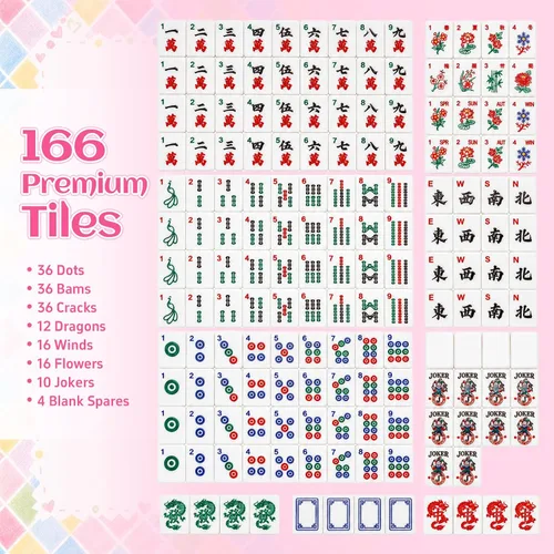 Vista 9 de Juego de 166 piezas de azulejos Mahjong americanos de 1.2