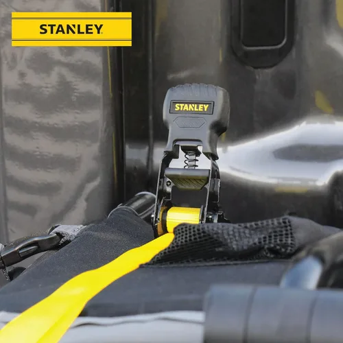 Vista 6 de STANLEY S10002 Correas de amarre de trinquete negras/amarillas de 1 pulgada x 10 pies - Carga de trabajo segura de 500 libras / Resistencia a