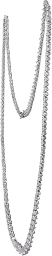 Vista 3 de Tienda Essentials Collar Riviera graduado de plata esterlina chapada en oro o platino con elementos infinitos con circonitas cúbicas de corte