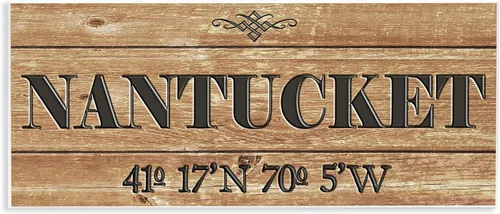 Vista 14 de Stupell Industries Wood Cursive City Coordinates Cape Cod - Placa de pared para pared, 7 x 0.5 x 17, multicolor 2-Sin marco