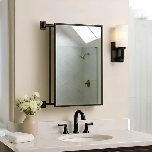 Vista 7 de BRIXWELL Pivot-N-Vue - Espejo rectangular con doble bisagra, acabado negro Negro mate