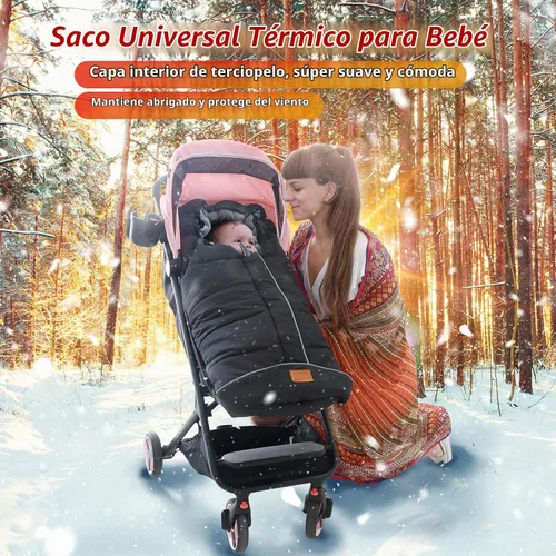 Vista 3 de LAT - Saco de dormir para bebé, cálido, universal, saco de dormir para cochecito para clima frío, saco impermeable para niños pequeños