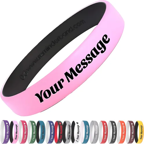 Vista 9 de Reminderband - Pulseras lujosas de silicona y goma para motivación, eventos, regalos, apoyo, recaudación de fondos y concientización, para hombres