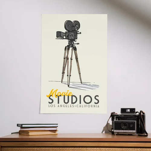 Vista 2 de Los Ángeles, California, cámara de películas (16 x 24 pulgadas, impresión de galería Giclée para decoración de pared, póster de viaje)