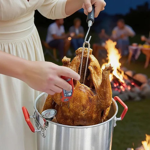 Vista 9 de Kit de soporte para freidora de pavo SafBbcue Soporte vertical para asar pollo con estante para pollo Asador con soporte para pavo Kit de accesorios