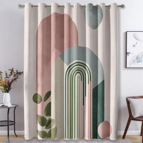 Vista 13 de Cortinas de ilusión óptica de 39 pulgadas de largo, juego de 2 paneles, cortinas negras y blancas para decoración de dormitorio, sala de estar