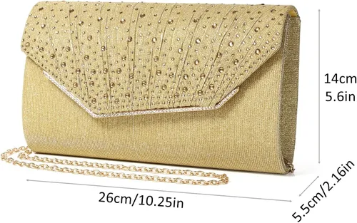 Vista 6 de DETARA Bolsos de noche para mujer, con lentejuelas y purpurina para mujer, bolso de mano brillante, bolso formal para boda, fiesta, baile