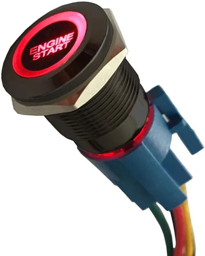 Vista 8 de ESUPPORT Interruptor de botón momentáneo de 12V para auto, vehículo, con luz LED azul, carcasa negra, interruptor de encendido de motor, enchufe