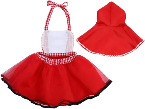 Vista 3 de Disfraz de capucha roja para bebés y niñas, disfraz de capa de capa para Halloween, disfraz de cuento de hadas
