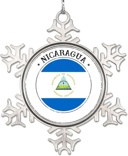 Vista 9 de Adornos de Navidad con la bandera de Nigeria 2022, adorno de copo de nieve para decoración de árbol de Navidad, regalo de recuerdo de metal