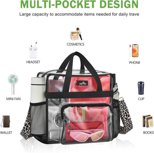 Vista 52 de MAY TREE Bolsa transparente para eventos en estadios de 12 x 6 x 12 pulgadas, bolsa de almuerzo transparente con correas reforzadas para trabajo