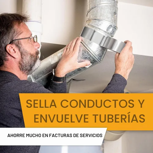 Vista 5 de Cinta de papel de aluminio Lockport 2 pulgadas x 70 yardas - Cinta de aluminio - Sellado de conductos HVAC, ventilación de secadora, cinta