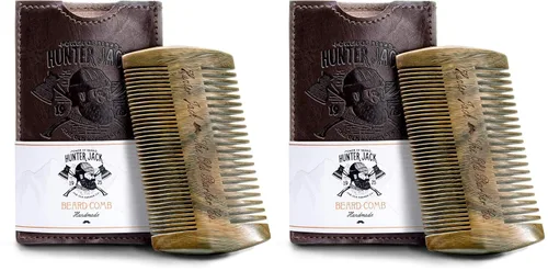 Vista 9 de Peine de madera de sándalo para barba para hombres, peine de madera natural con dientes dobles finos y gruesos, peine para bigote antiestático, sin