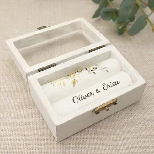 Vista 4 de Caja de anillo de boda personalizada, caja de anillo de boda, caja de anillo de ceremonia de boda personalizada, caja de anillo de compromiso, caja