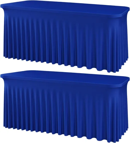 Vista 21 de Mantel rectangular de elastano negro, funda elástica ajustada para mesas rectangulares de 1,8 m, falda de mesa elástica sin arrugas para decoración