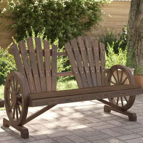 Vista 18 de Garden Adirondack Chair, 2-Seater Solid Fir Wood, Natural Brown Finish, Ergonomic Outdoor Patio Seating, Balcony Furniture