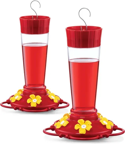 Vista 12 de Comedero para colibríes de 10 onzas, paquete de 2, comederos de vidrio para colibríes para exteriores, con protector de hormigas integrado, percha