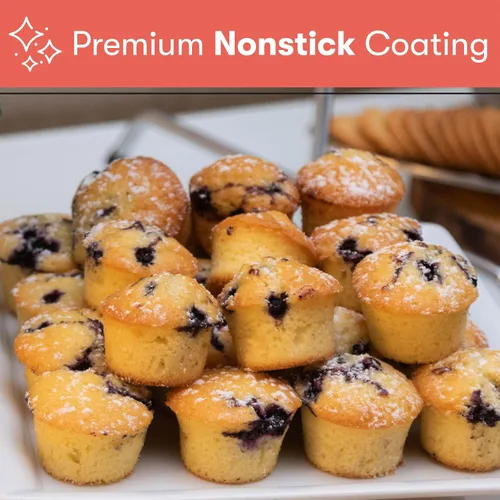 Vista 3 de Cooking Light Mini molde para muffins de acero al carbono con revestimiento de liberación rápida, antiadherente, apto para hornear, rendimiento