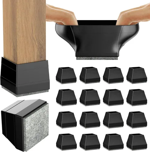 Vista 13 de Protectores cuadrados pequeños de silicona para patas de silla con fieltro envuelto, tapas negras para patas de muebles, antiarañazos antiruido, 16